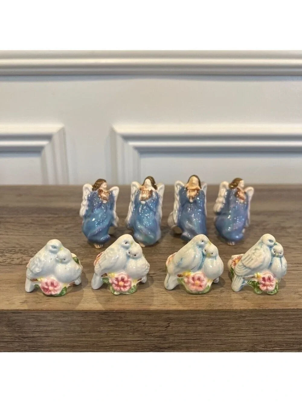 Vintage 1983 Avon Love Birds Doves and Angels Candle Huggers/Napkin Holder